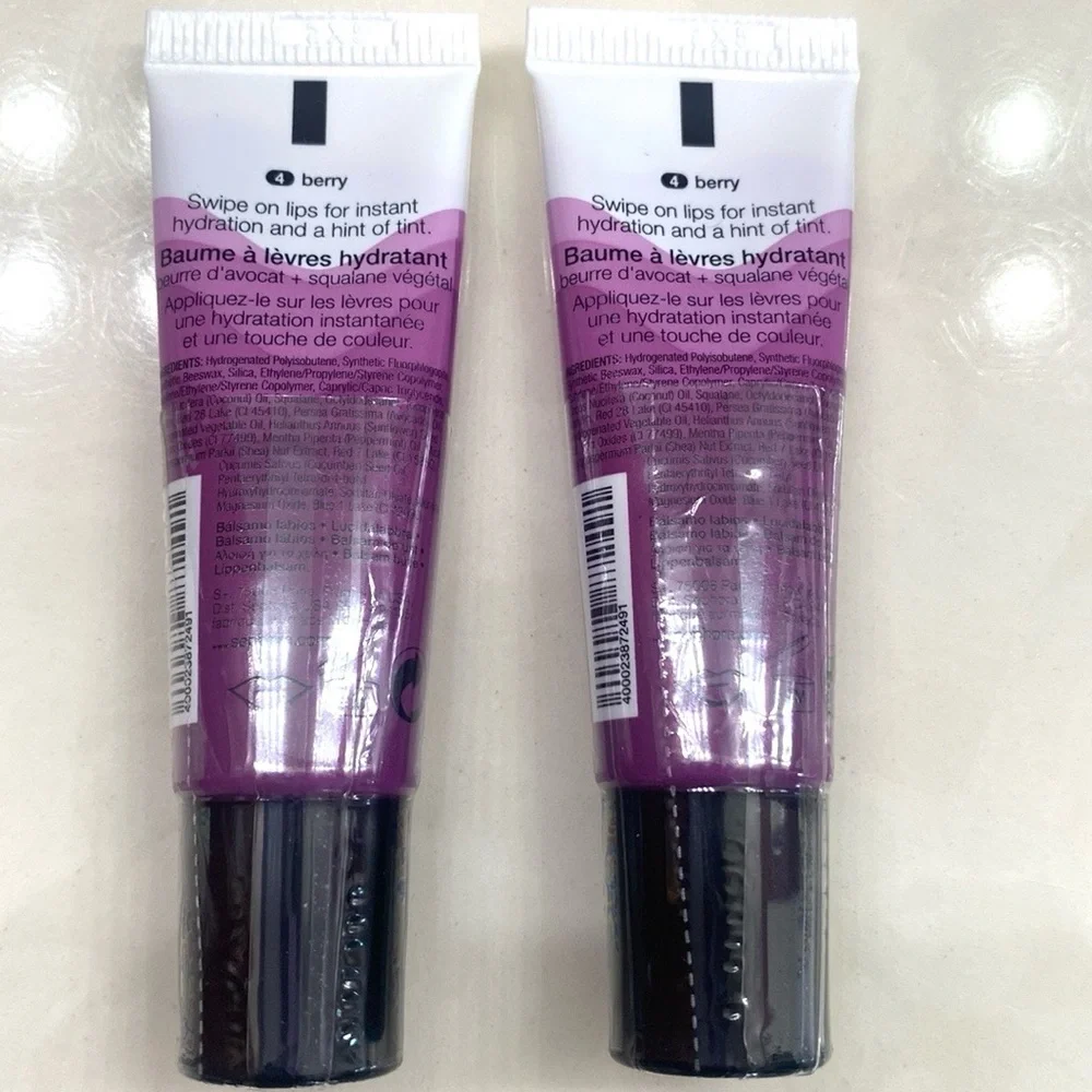 2X Sephora Hydrating LipBalm Avocado Butter & Plant Based Squalane #4 Berry, New